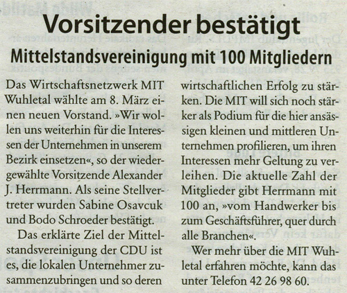 Zeitungsausschnitt aus Marzahn-Hellersdorfer Zeitung 3/2011